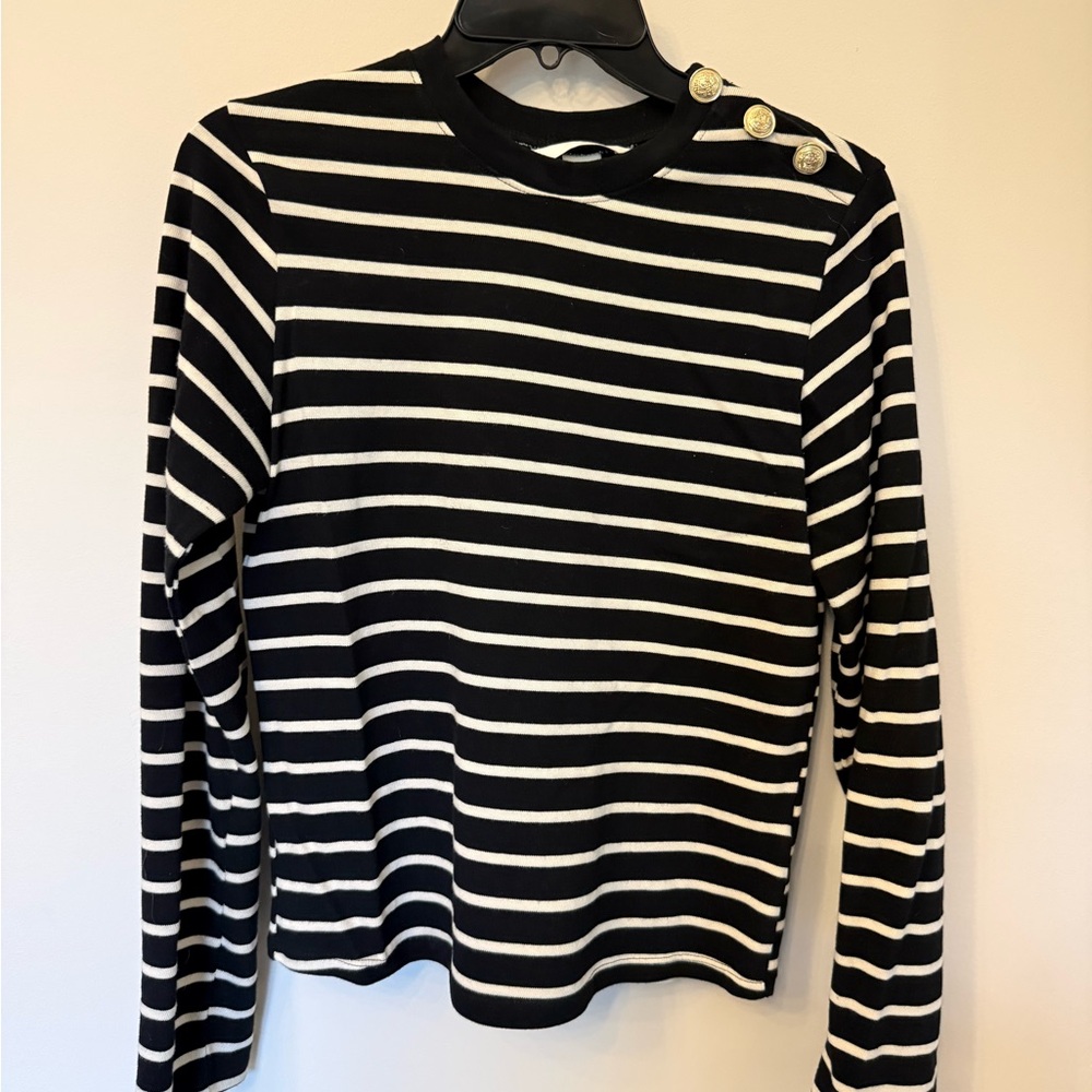 H&M Black and White Striped Top